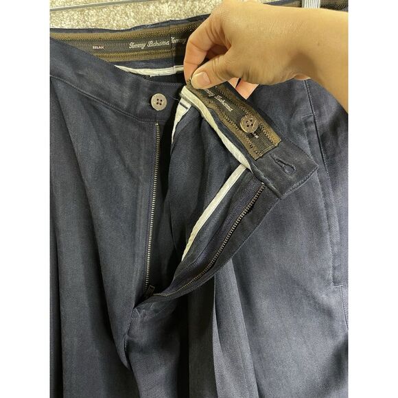 TOMMY BAHAMA Tropic Pants Men's Silk Blue 42 Flat Front - Picture 9 of 10